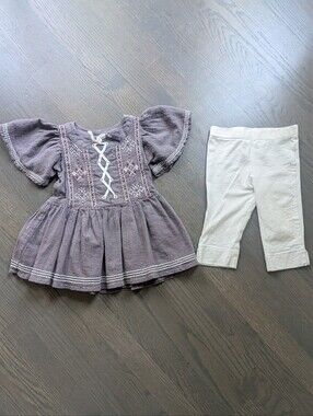 Shabby Chic Embroidered Tunic Top with Capri Leggings - 2T